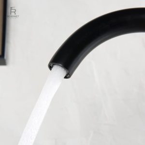 Robinet bain sur pied noir design avec douchette intégrée