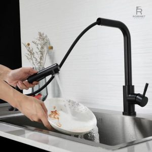Robinet de cuisine avec douchette noire moderne
