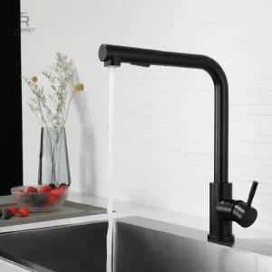 Douchette pour robinet cuisine, design noir chic