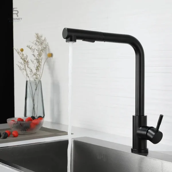 Douchette pour robinet cuisine, design noir chic