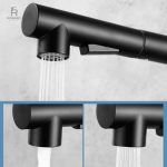 Robinet cuisine avec fonction douchette, finition noire
