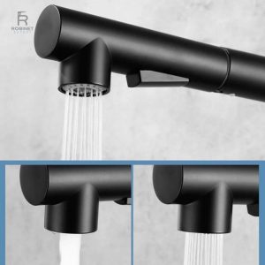 Robinet cuisine avec fonction douchette, finition noire