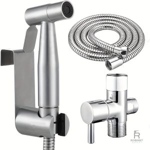 Douchette WC en acier inoxydable avec robinet mural