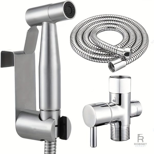 Douchette WC en acier inoxydable avec robinet mural