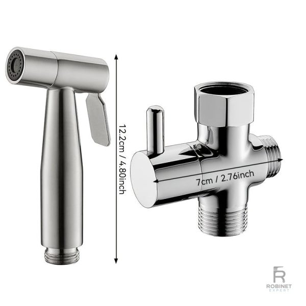Douchette WC murale en inox avec fixation complète