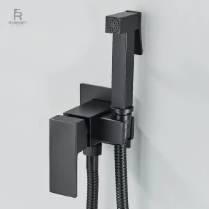 Douchette WC hygiénique murale noire avec mitigeur