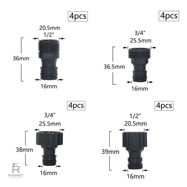 Set d'embouts pour robinet, 4 pièces pour divers usages