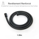 Flexible de Douche Noir, renforcement pour une utilisation prolongée