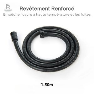 Flexible de Douche Noir, renforcement pour une utilisation prolongée