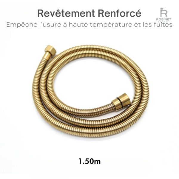 Douche flexible en or, design durable et élégant