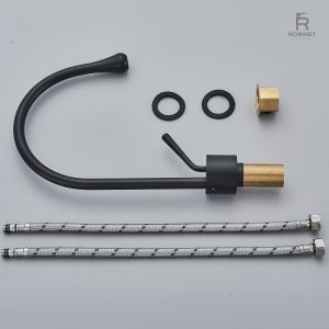 Robinet lavabo noir avec finition contemporaine