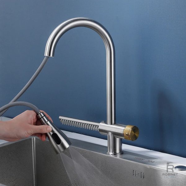 Robinet de cuisine design, bec flexible