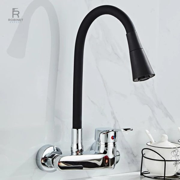 Mitigeur de cuisine mural, bec flexible pratique
