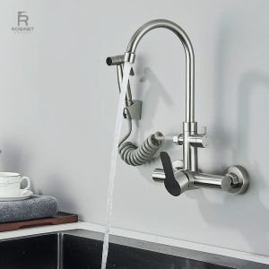 Mitigeur cuisine design mural avec fonction douchette