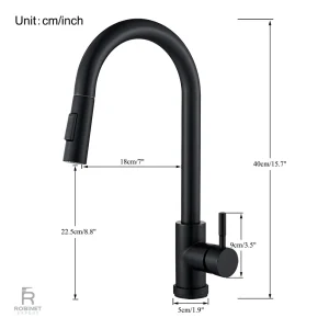 Robinet de cuisine noir avec fonction douchette intégrée