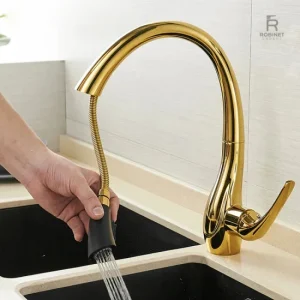 Robinet de cuisine blanc design col de cygne