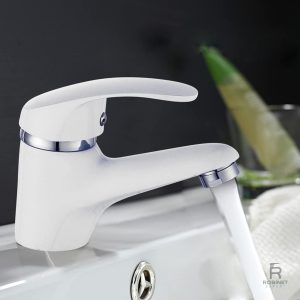 Robinet de lavabo blanc au design épuré et raffiné