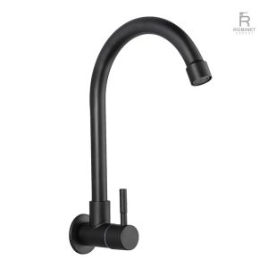 Robinet mural noir pour cuisine, style contemporain