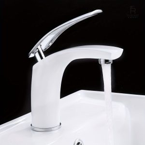 Robinet de salle de bain design en finition blanche