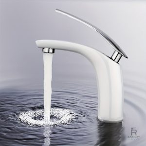 Mitigeur blanc pour lavabo au style contemporain