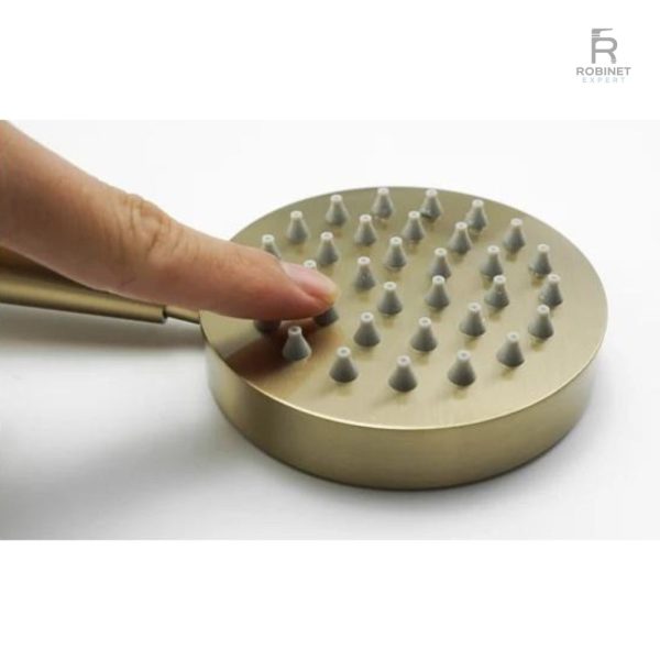 Accessoire de douche anti-calcaire en or