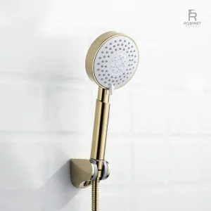 Pommeau de douche filtrant couleur or