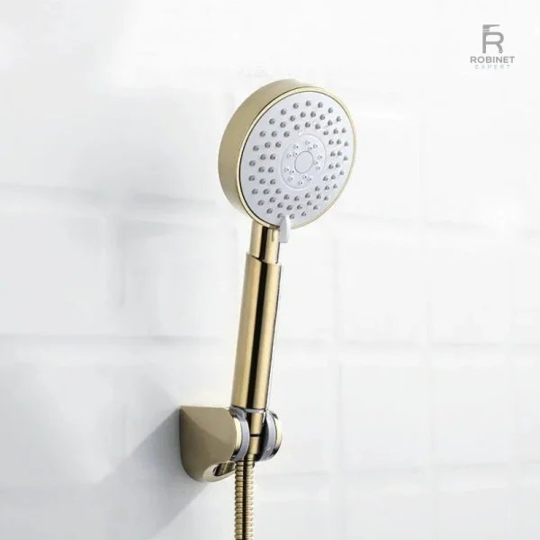 Pommeau de douche filtrant couleur or