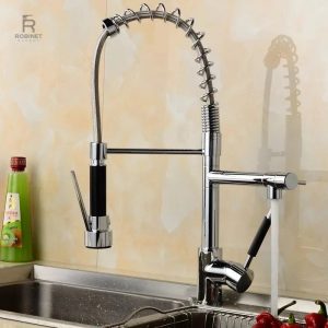Robinet de cuisine avec douchette en finition chrome