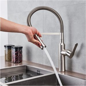 Robinet monotrou cuisine avec fonction douchette intégrée