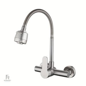 Robinet mural cuisine avec douchette flexible
