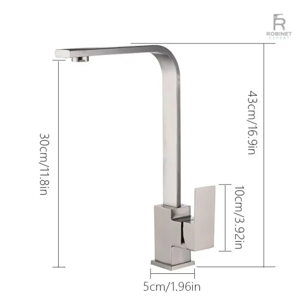 Robinet design pour eau chaude et froide en cuisine