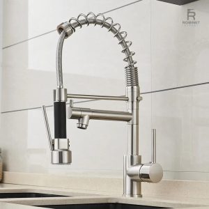 Robinet cuisine pivotant avec douchette intégrée