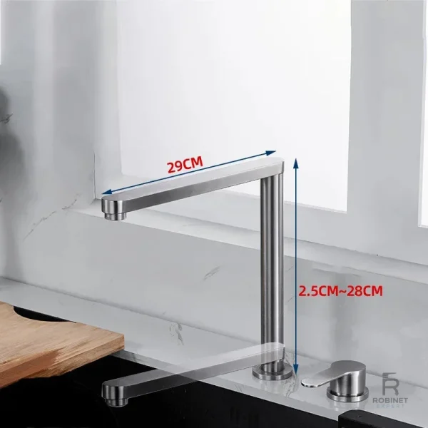 Design compact du robinet cuisine rabattable
