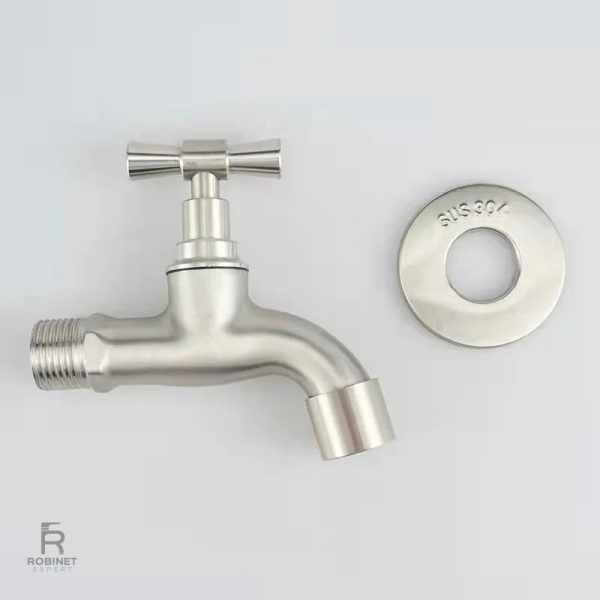 Robinet de jardin mural, chrome brillant