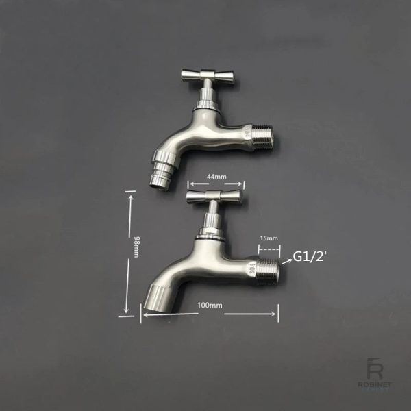 Accessoire de jardin, robinet mural en chrome