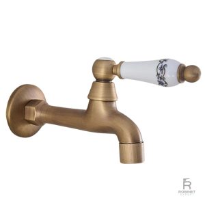 Robinet mural pour jardin, finition or brillante