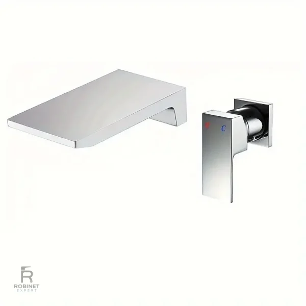 Robinet lavabo mural avec effet cascade