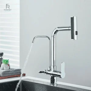 Robinet cuisine finition chrome élégant et moderne