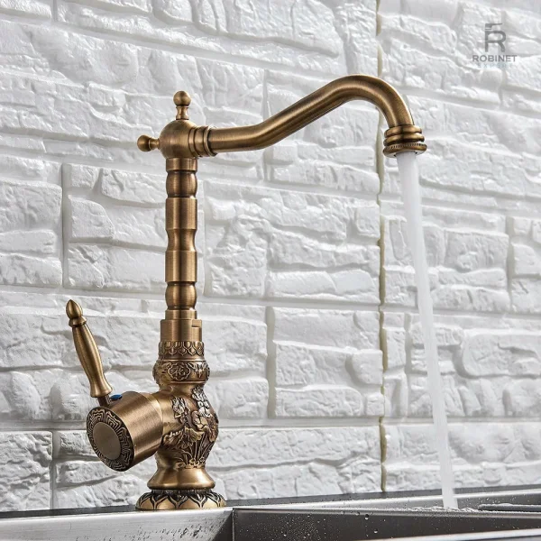 Robinet rétro en laiton pour cuisine au style vintage