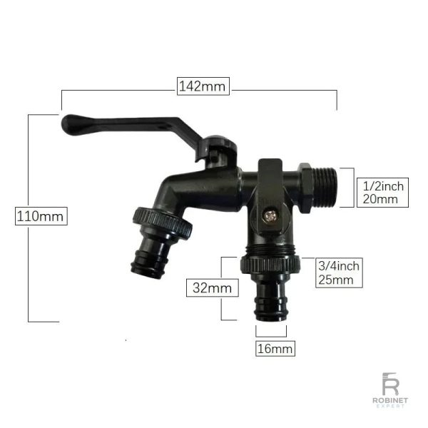 Solution de robinet antigel pour jardin, couleur noire élégante