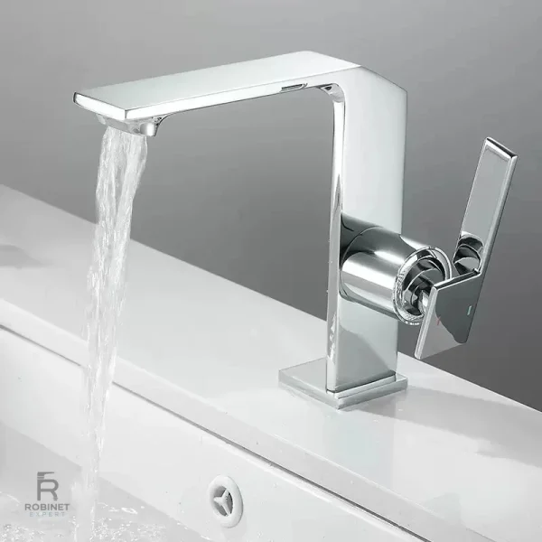 Robinet lavabo à double commande pour température ajustable
