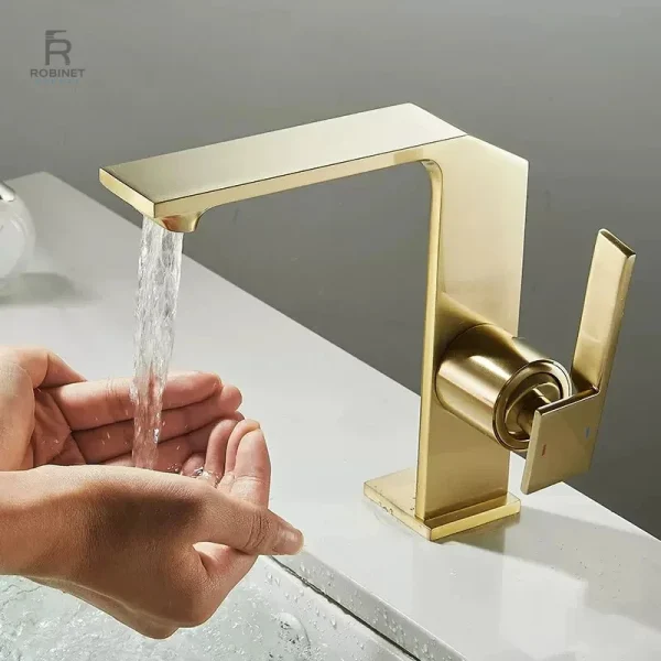 Robinet lavabo élégant pour salle de bain avec eau chaude/froide