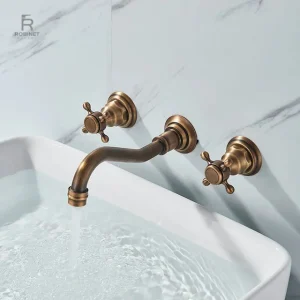 Robinet mural ancien 3 voies pour lavabo