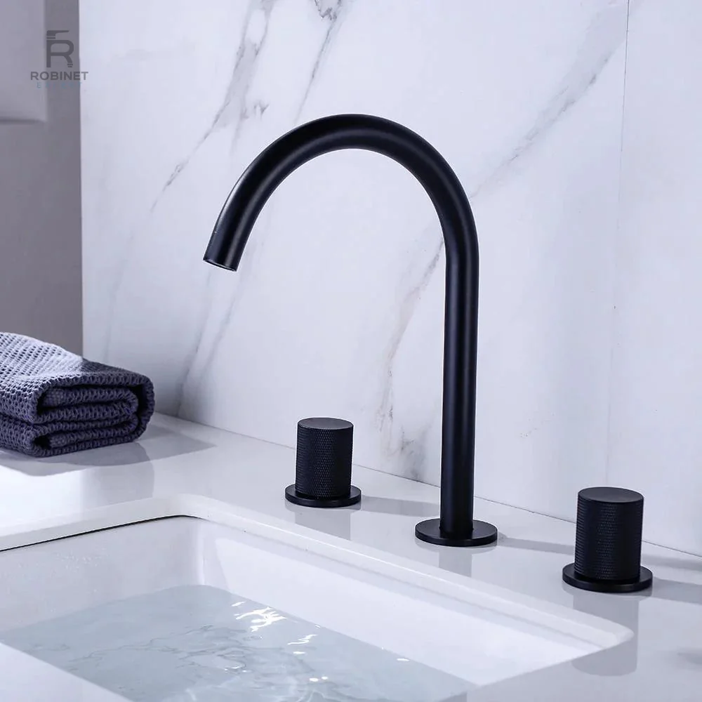Robinet mélangeur noir pour salle de bain