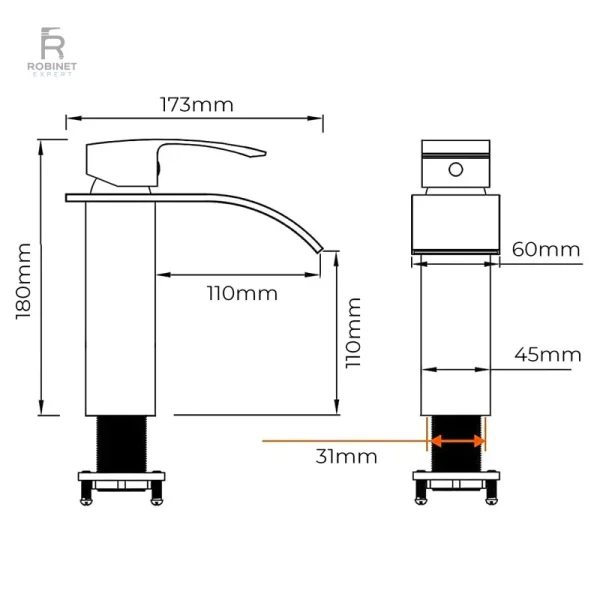 Robinet Mitigeur Lavabo Cascade - Oracle - vue 2