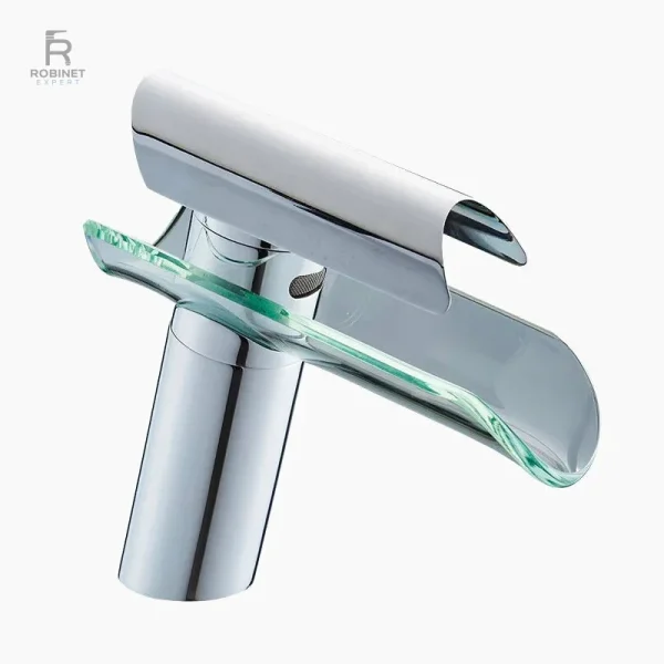 Mitigeur lavabo design cascade couleur pêche