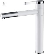 Mitigeur lavabo à bec rotatif blanc chrome