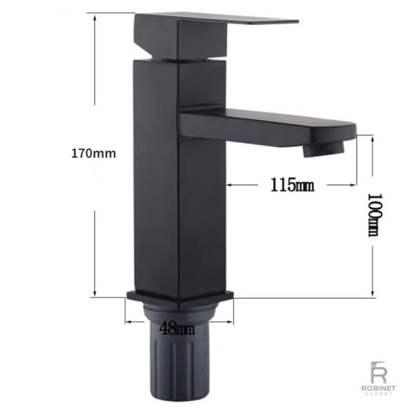 Mitigeur noir avec effet cascade pour un style contemporain