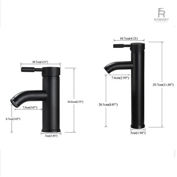 Mitigeur de lavabo noir pour style minimaliste