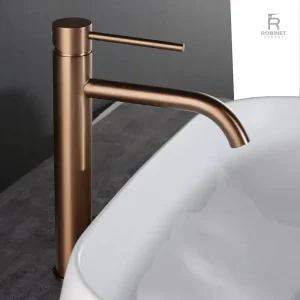Robinet mitigeur salle de bain en or rose pur